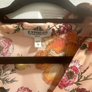 Express Pink and Orange Floral Blouse